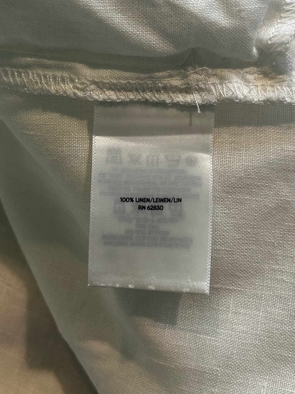 Lands' End Women's White Linen Band-Collar Button-Up Shirt W/ Pockets Oversized - Picture 7 of 8